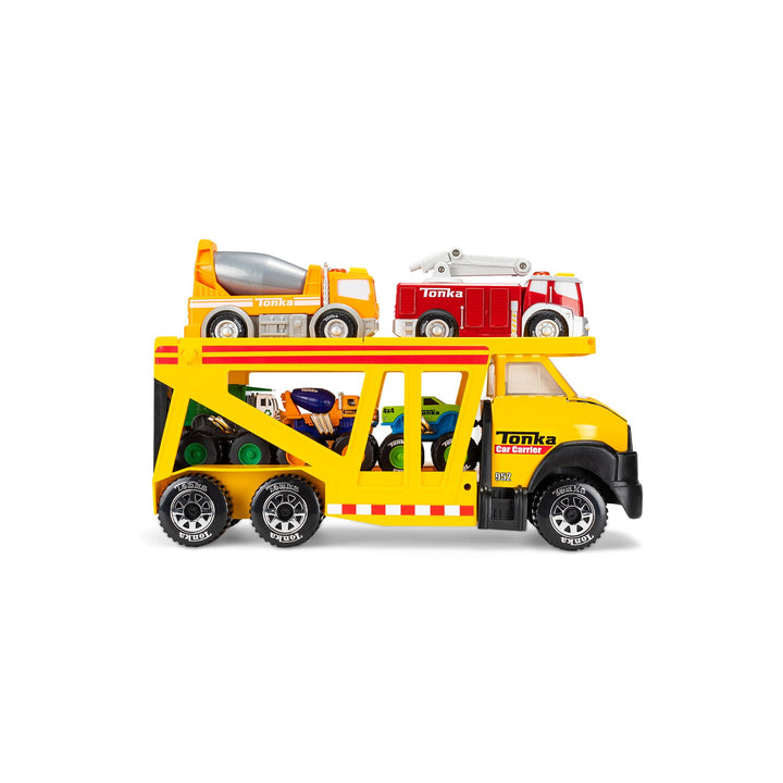 Tonka Steel Classics, Classic Car Carrier – Made with Steel and Sturdy Plastic, Yellow Friction Powered, Boys and Girls, Toddlers Ages 3+, Big Construction Truck, Birthday Gift, Holiday