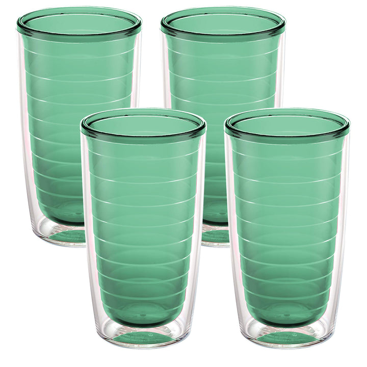 Tervis Clear & Colorful Tabletop Made in USA Double Walled Insulated Tumbler Travel Cup Keeps Drinks Cold & Hot, 16oz - 4pk, Mangrove Green