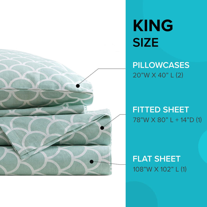 Comfort Spaces 100% Cotton Sheet Set Breathable, Lightweight, Soft with 14" Elastic Pocket Fits up to 16" Mattress, All Season Cozy Bedding, Matching Pillow Case, Queen Good Vibes 4 Piece