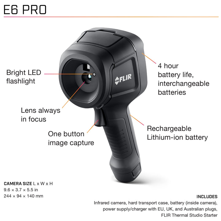 FLIR E6 Pro - Commercial Thermal Imaging Camera with Wifi. High Resolution Infrared Cameara with FLIR Ignite Cloud E6 Pro WiFi