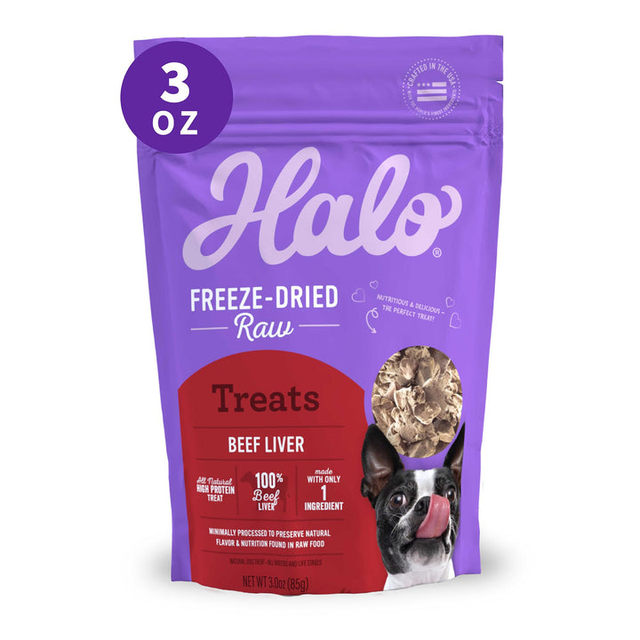 Halo Raw Beef Liver Recipe Freeze-Dried Dog & Cat Treats, 3-OZ bag
