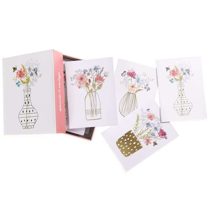 Graphique Blooming Vases Greeting Cards | 20 Pack | All Occasion Blank Note Cards with Envelopes | 4 Assorted Floral Bouquets | Boxed Set for Personalized Notes | 4.25" x 6"