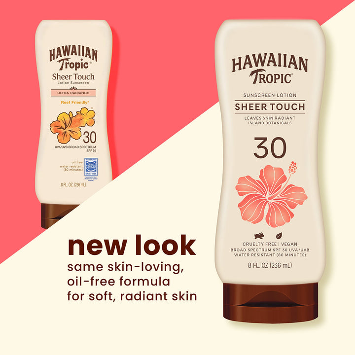 Hawaiian Tropic Sheer Touch Ultra Radiance Lotion Sunscreen SPF 30, 8oz | Hawaiian Tropic Sunscreen SPF 30, Sunblock, Broad Spectrum Sunscreen, Oxybenzone Free Sunscreen, Body Sunscreen, 8oz