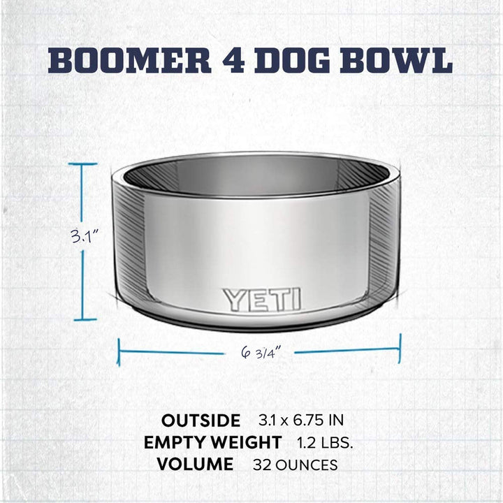 YETI Boomer 4, Stainless Steel, Non-Slip Dog Bowl, Holds 32 Ounces Seafoam