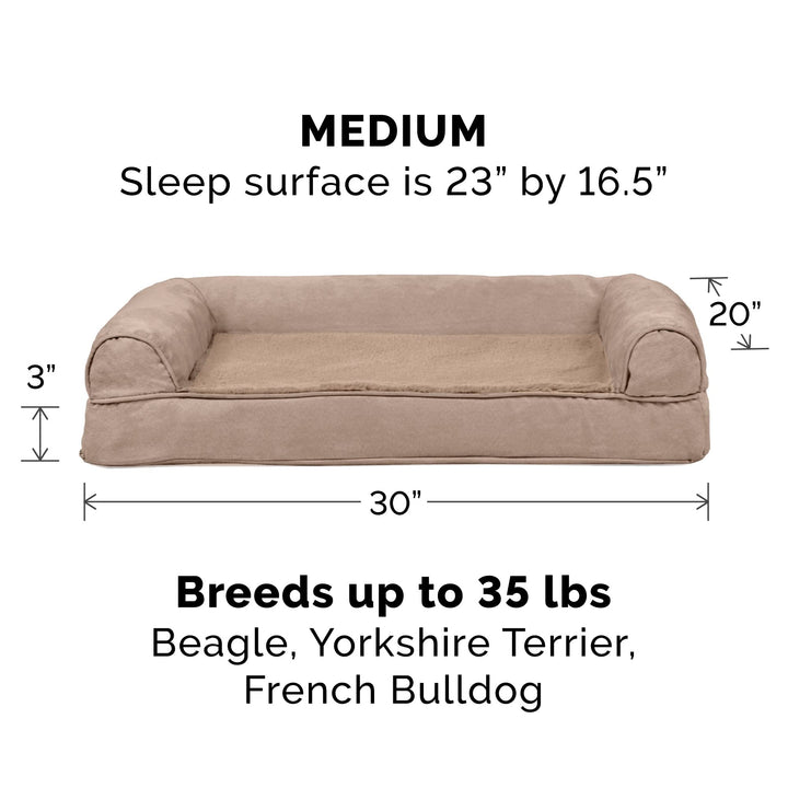 Furhaven Replacement Dog Bed Cover Plush & Suede Sofa-Style, Machine Washable - Almondine, Medium