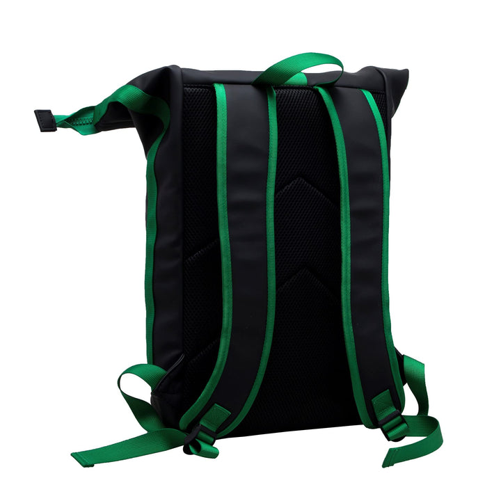 X RAY Roll Top Laptop Backpack for Men Women, PU Leather Expandable Casual Daypack Capacity Adjustable 22L Fits 15.6" Laptop, Black/Kelly Green One Size