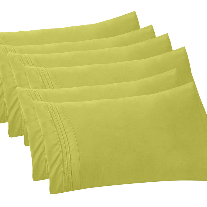 Elegant Comfort 6-PACK Solid Pillowcases 1500 Thread Count Egyptian Quality Microfiber - Smooth Weave, Wrinkle and Fade Resistant, Easy Slip-On, 6-Piece Set, Standard/Queen Pillowcase, Pistachio Green