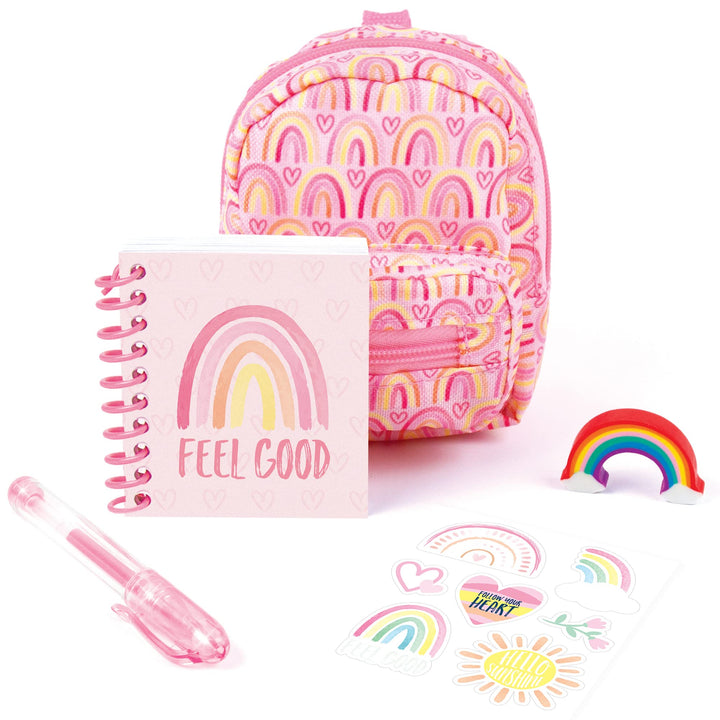 3C4G: Mini Stationary Backpack: Pink - Rainbow Pattern, Stocked with Everything Mini, Make It Real, Three Cheers for Girls, Tween & Girls, Kids Ages 8+