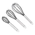 Basics Stainless Steel and Silicone Non-Stick Coated Whisk Set, 8", 10", and 12", Pack of 3, Black (Previously Commercial brand)