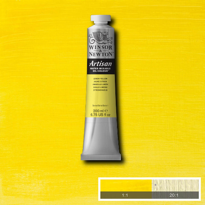 Winsor & Newton Artisan Water Mixable Oil Colour, 6.75-oz (200ml), Lemon Yellow 200-ml Tube