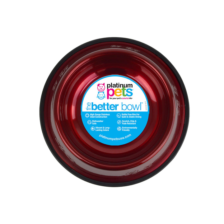 Platinum Pets Non-tip Stainless Steel Dog Bowl, 50 oz, Red