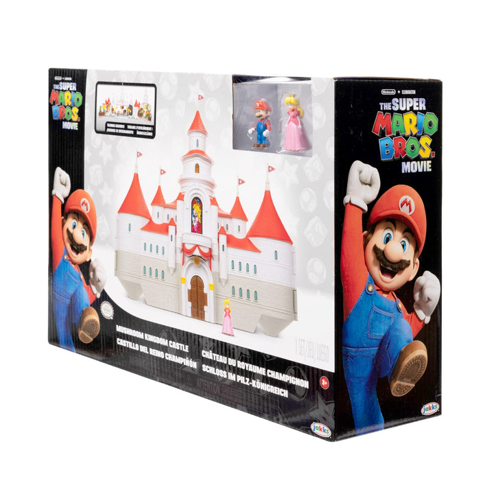 THE SUPER MARIO BROS. MOVIE – Mushroom Kingdom Castle Playset with Mini 1.25” Mario and Princess Peach Figures Peach Castle Deluxe Playset