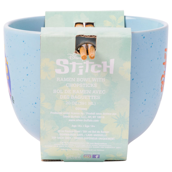 Silver Buffalo Lilo and Stitch Angel Holding Hands Couple Floating Lantern Ceramic Ramen Noodle Rice Bowl with Chopsticks, Microwave Safe, 20 Ounces Lilo and Stitch Floating Lantern Cartoon