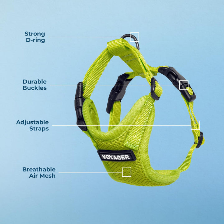 Voyager Step-in Lock Pet Harness - All Weather Mesh, Adjustable Step in Harness for Cats and Dogs by Best Pet Supplies - Lime Green, XS Harness (Lime Green) XS (Chest: 13 - 16" * Fit Cats)