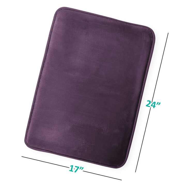 Clara Clark Bathroom Rugs, Velvet Memory Foam Bath Mat, Non-Slip, Machine Washable Bath Rugs - Dries Quickly, Ultra Soft Plush Bath Mats for Bathroom, 17 x 24, Dark Purple