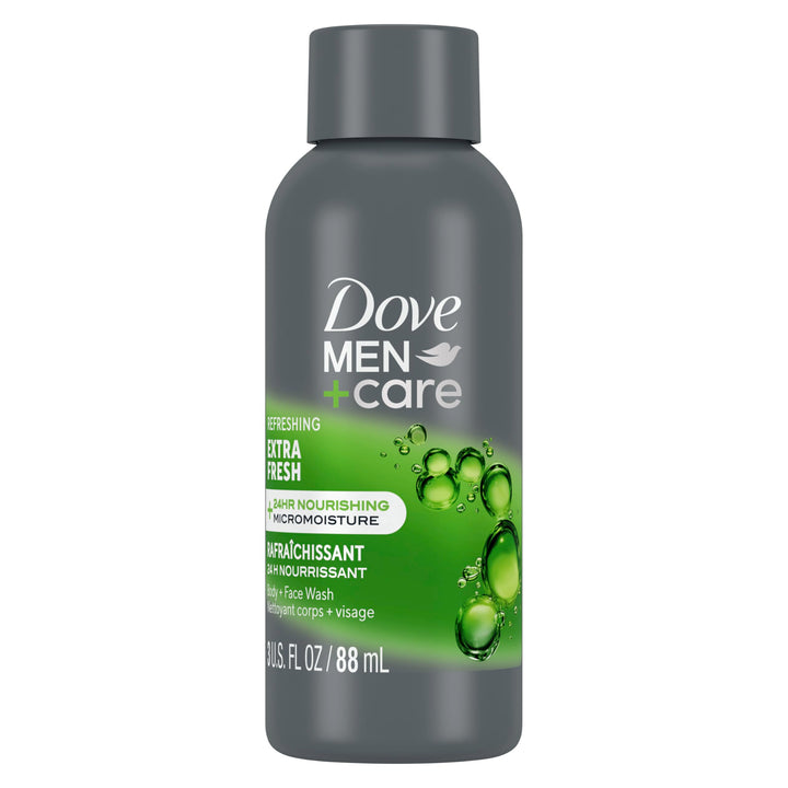 Dove Refreshing Extra Fresh with 24-Hour Nourishing Micromoisture Technology Body Wash for Men 3 oz 3 Fl Oz (Pack of 1)