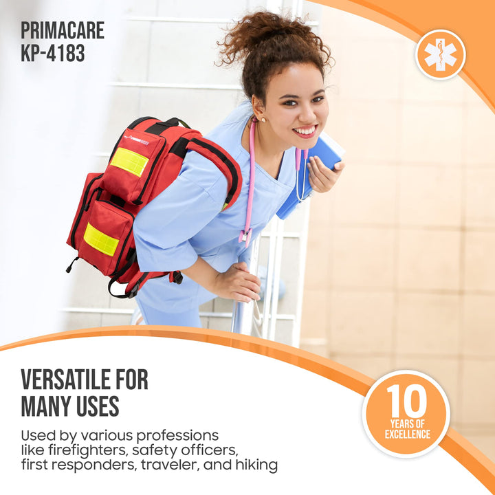 Primacare KP-4183 Trauma Emergency Medical Supplies Tactical 17"x6"x9" Trauma Back Pack Bag for Holding O2 Tank