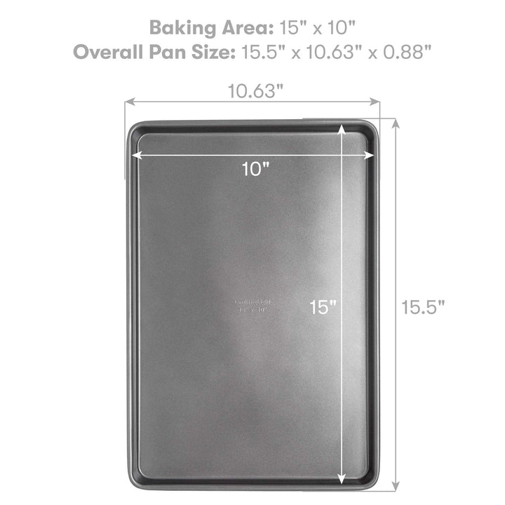 Cooking Light Heavy Duty Nonstick Bakeware Carbon Steel Baking Sheet or Cookie Sheet with Quick Release Coating, Manufactured without PFOA, Dishwasher Safe, Oven Safe, 15-Inch x 10-Inch, Gray