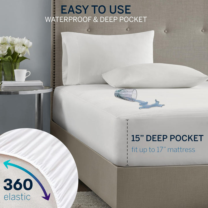 Serta Waterproof Heated Mattress Pad - Electric Bed Warmer With 10 Heat Settings Controller, Auto Shut Off Timer, Deep All Around Elastic Pocket, ETL Certified, Machine Washable,White California King