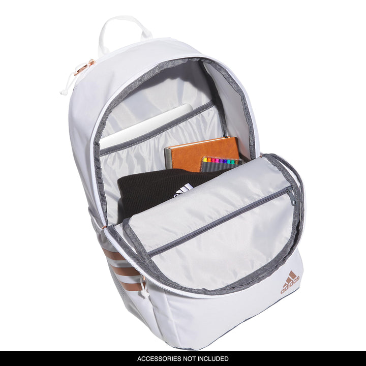 adidas Classic 3-Stripe Backpack 5.0, White/Rose Gold/Onix Grey, One Size