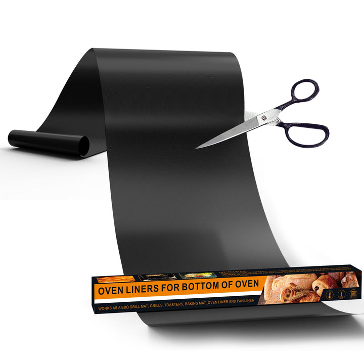 UBeesize 75inch roll Large Oven Liners for Bottom of Oven BPA and PFOA Free,Thick Heavy Duty Non Stick Teflon Oven Mats for Electric, Gas, Toaster，Convection, Microwave Ovens and Grills Black 75inch Roll Liner