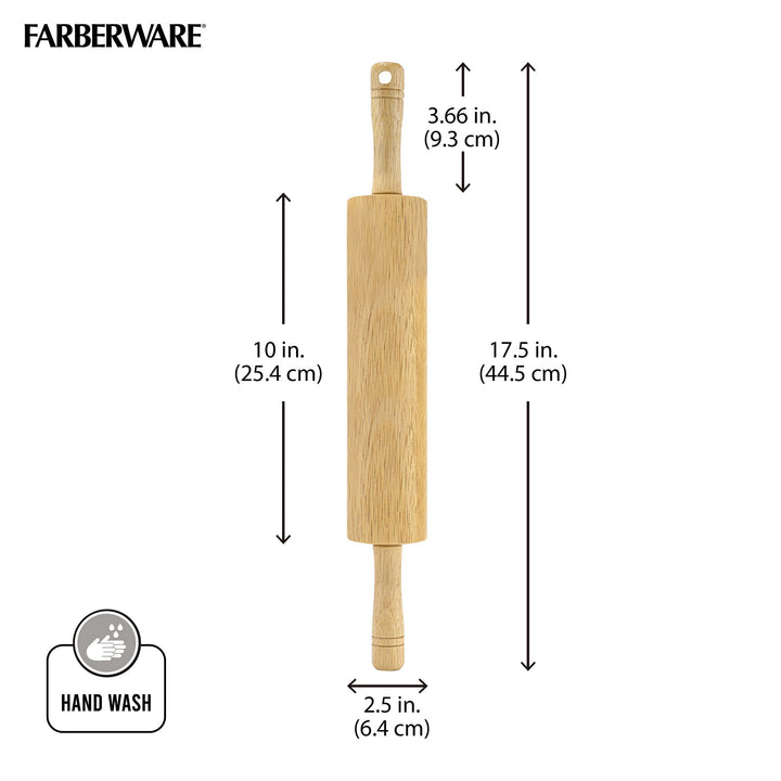 Farberware 5215807 Classic Wood Rolling Pin, 17.75-Inch, Natural