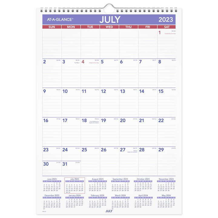 AT-A-GLANCE 2023-2024 Academic Wall Calendar, Monthly, 12" x 17", Medium, Ruled Daily Blocks (PMA228)