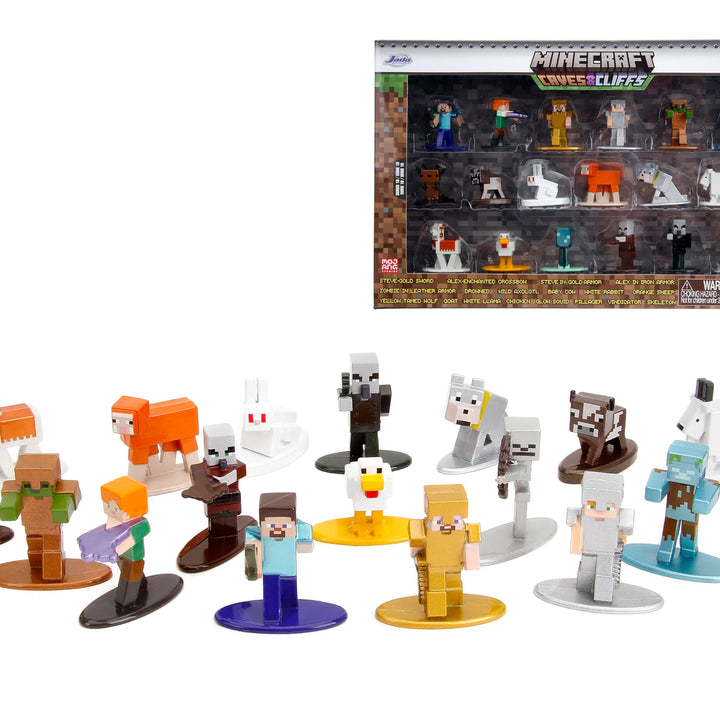 Minecraft Caves & Cliffs 18-Pack W10 1.65” Die-Cast Collectible Figures, Toys for Kids and Adults Series 10