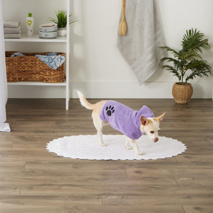 Bone Dry Pet Robe Collection, Embroidered Absorbent Microfiber Bath Robe with Adjustable Closure, for Dogs & Cats, X-Small, Lavender