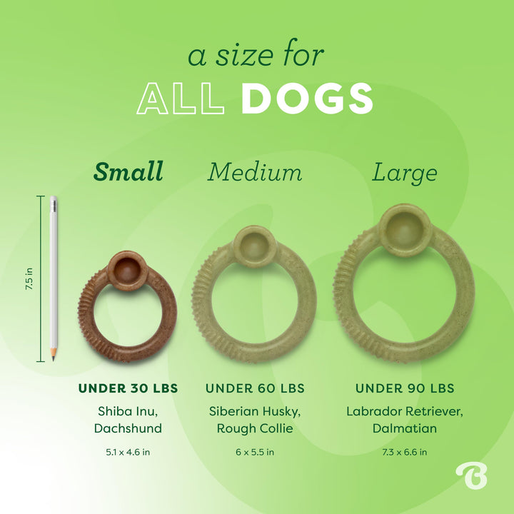 Benebone Ring Durable Dog Chew Toy for Aggressive Chewers, Real Bacon, Made in USA, Small Brown