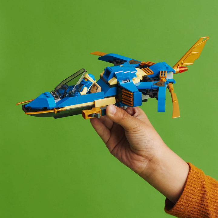 LEGO NINJAGO Jay’s Lightning Jet EVO 71784, Upgradable Toy Plane, Ninja Airplane Building Set, Collectible Birthday Gift Idea for Grandchildren, Kids, Boys and Girls Ages 7 and Up Blue,golden