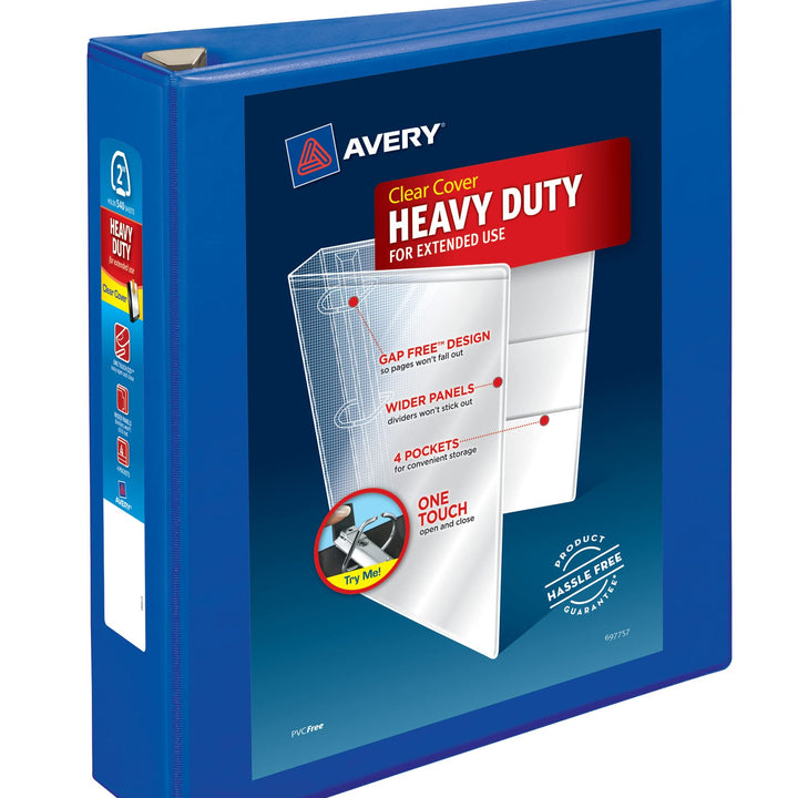 Avery Heavy-Duty View 3 Ring Binder, 2" One Touch EZD Rings, 1 Pacific Blue Binder (79778)