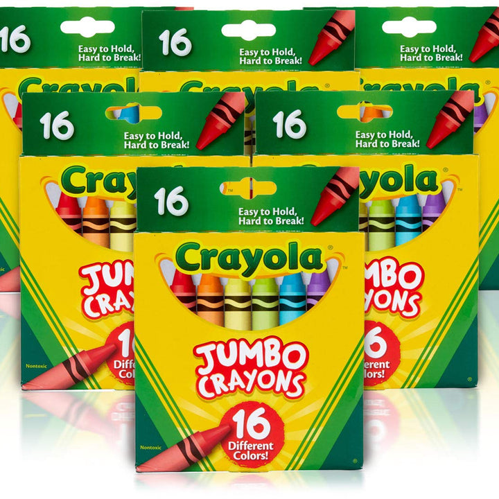 Crayola Jumbo Crayons Bulk, 6 Sets of 16 Large Crayons for Toddlers & Kids, School Supplies, Gifts [ Exclusive] 16 Count (Pack of 6) Set of 6 - Jumbo