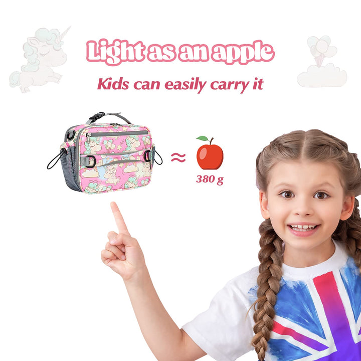 Maelstrom Lunch Box Kids,Expandable Kids Lunch Box,Insulated Lunch Bag for Kids,Reusable Lunch Tote Bag for Boy/Girl,9L,Balloon Unicorn (KB02-MSLB02-6) Lucky Pink Unicorn