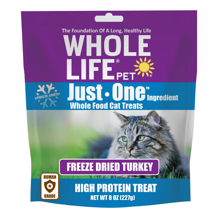 Whole Life Pet Just One Turkey - Cat Treat Or Topper - Human Grade, Freeze Dried, One Ingredient - Protein Rich, Grain Free, Made in The USA 8 Ounce