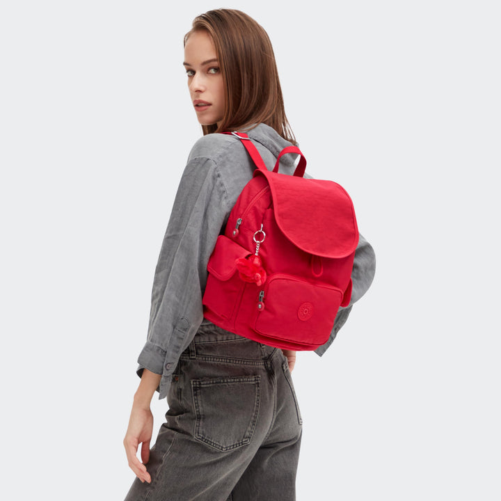 Kipling Women's City Pack Backpack, All-Day Versatile Daypack Red Rouge