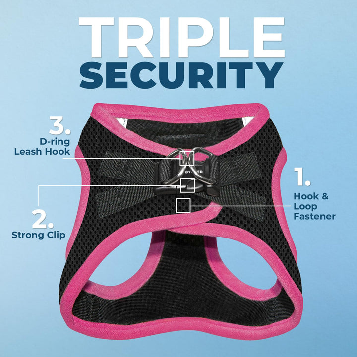 Voyager Step-in Air Dog Harness - All Weather Mesh Step in Vest Harness for Small and Medium Dogs by Best Pet Supplies - Pink Trim, XS Harness (Black/Pink Trim) XS (Chest: 13 - 14.5")