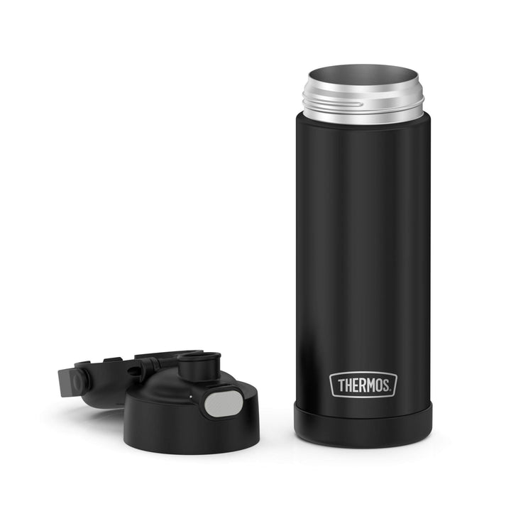 THERMOS FUNTAINER 16 Ounce Stainless Steel Vacuum Insulated Bottle with Wide Spout Lid, Black Matte