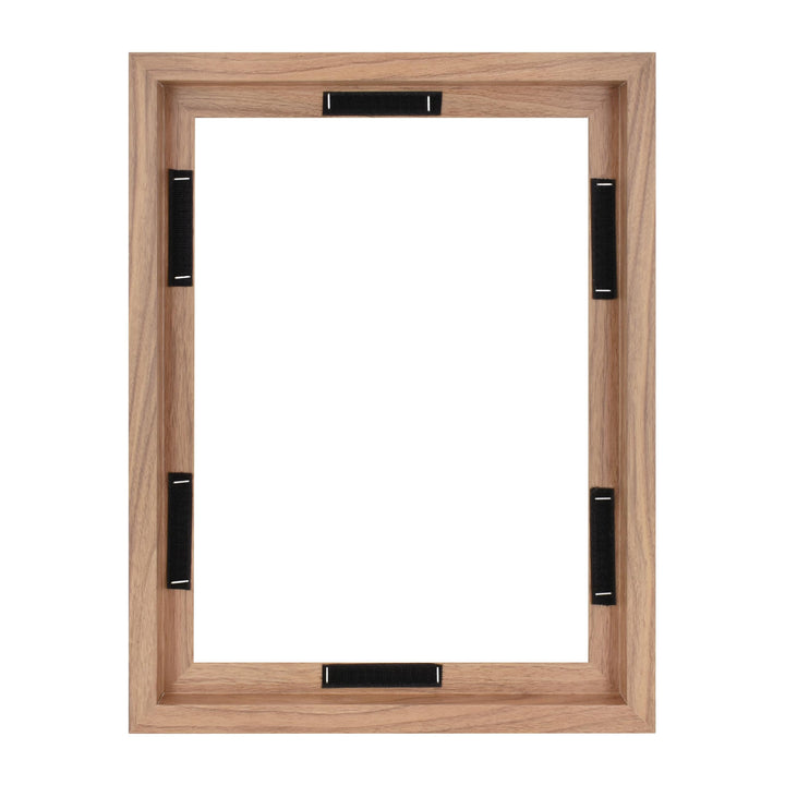 MCS Floating Frame with Canvas Included, Art Frames for Canvas Paintings with Adhesive Fasteners and Hanging Hardware, Walnut Woodgrain, 18 x 24 Inch 18x24