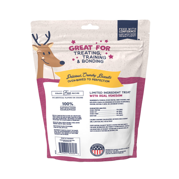 Natural Balance Limited Ingredient Rewards Crunchy Biscuits, Bite-Size Grain-Free Dog Treats for Small-Breed Dogs, Made with Real Venison, 8 Ounce (Pack of 1)