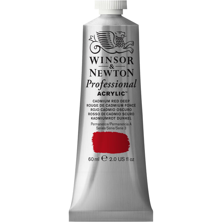 Winsor & Newton Professional Acrylic Paint, 60ml (2-oz) Tube, Cadmium Red Deep 2-oz Tube