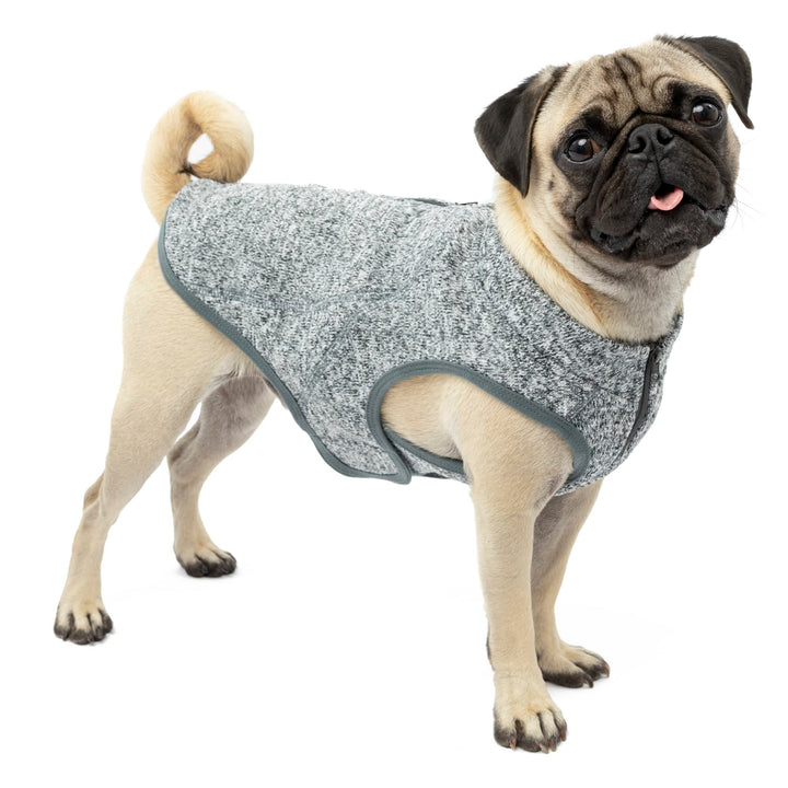 Kurgo Core Dog Sweater, Knit Dog Sweater With Fleece Lining, Cold Weather Pet Jacket, Zipper Opening for Harness, Adjustable Neck, Year-Round Sweater for Small Dogs (Heather Black, Small) Heather Black