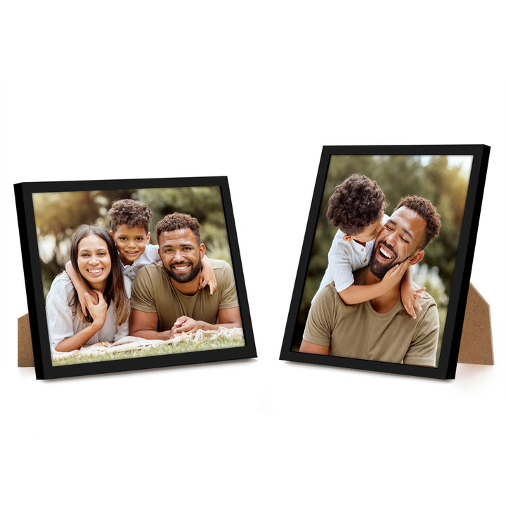 Americanflat 7x8 Picture Frame in Black - Thin Border Photo Frame with Shatter-Resistant Glass, Hanging Hardware, and Built-in Easel for Horizontal or Vertical Display Formats for Wall or Tabletop