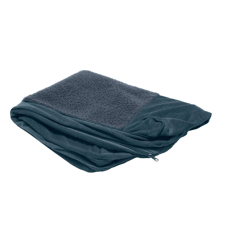 Furhaven Replacement Dog Bed Cover Sherpa & Chenille Sofa-Style, Machine Washable - Orion Blue, Large Cover Only 36.0"L x 27.0"W x 0.3"Th (Sherpa & Chenille) Orion Blue