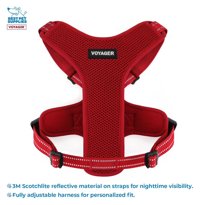 Air Frontier Mesh Dog Harness with and Reflective Dog Leash Set, Reflective Stitching, and Lightweight Breathable No-Pull Design, Adjustable Neck and Chest Straps for Small to Large Breeds - RDW, L