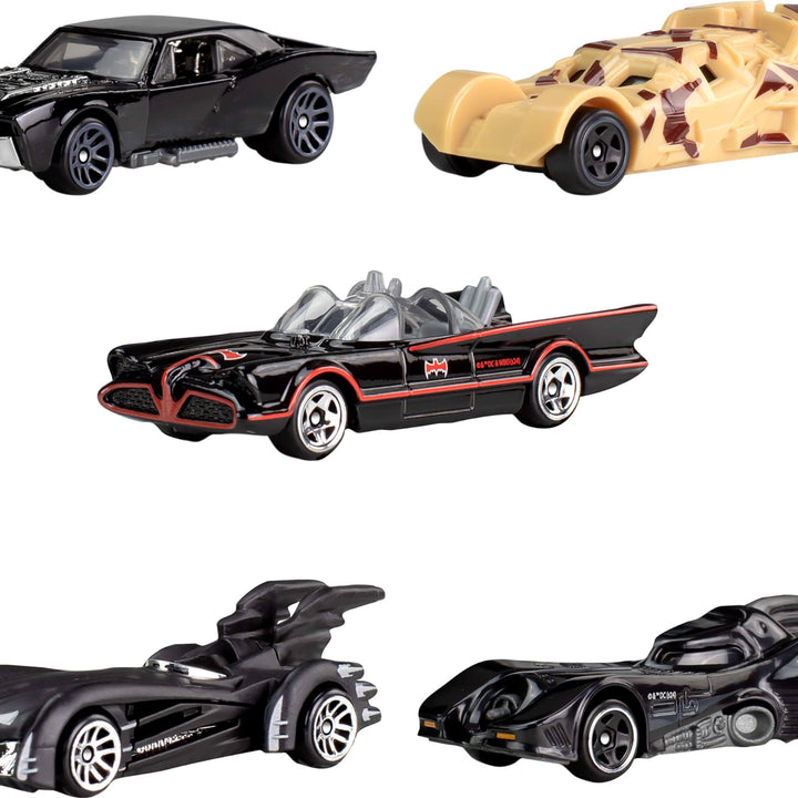 Hot Wheels 1:64 Scale Die-Cast Toy Cars, Set of 5 Batman 85th Anniversary Vehicles with 5 Different Batmobile Replicas in Commemorative Packaging