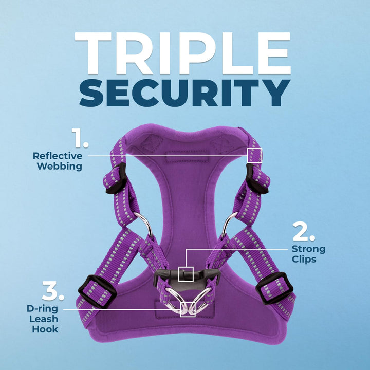 Best Pet Supplies Voyager Adjustable Dog Harness with Reflective Stripes for Walking, Jogging, Heavy-Duty Full Body No Pull Vest with Leash D-Ring, Breathable All-Weather - Harness (Purple), M Harness (Purple) M (Chest: 17 - 21")