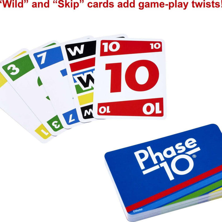 Mattel Games Phase 10 Card Game for Families, Adults and Kids, Challenging & Exciting Rummy-Style Play in a Storage Tin (Exclusive)