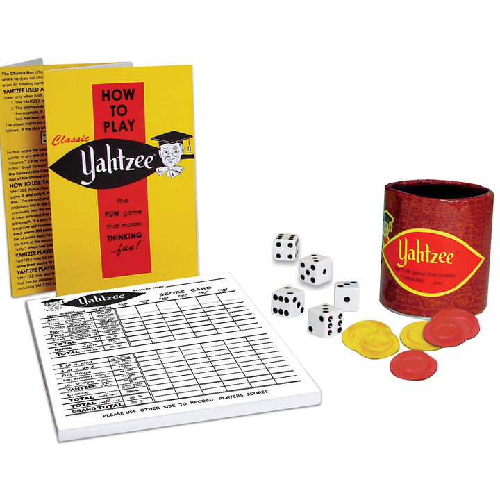 Winning Moves Classic Yahtzee with Retro Artwork, an Exciting Game of Skill and Chance with Original Components Games USA, for Ages 8 and Up, 2 or More Players (1167)