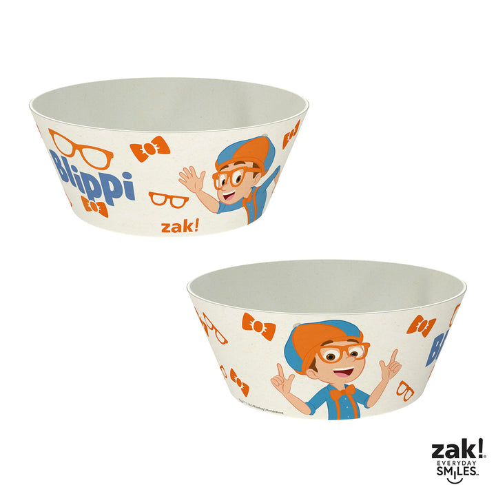 Zak Designs Blippi Kids Dinnerware Set 3 Pieces, Durable and Sustainable Melamine Bamboo Plate, Bowl, and Tumbler are Perfect For Dinner Time With Family (Blippi, TABBS) 8" Plate, 6" Bowl, 10oz Tumbler